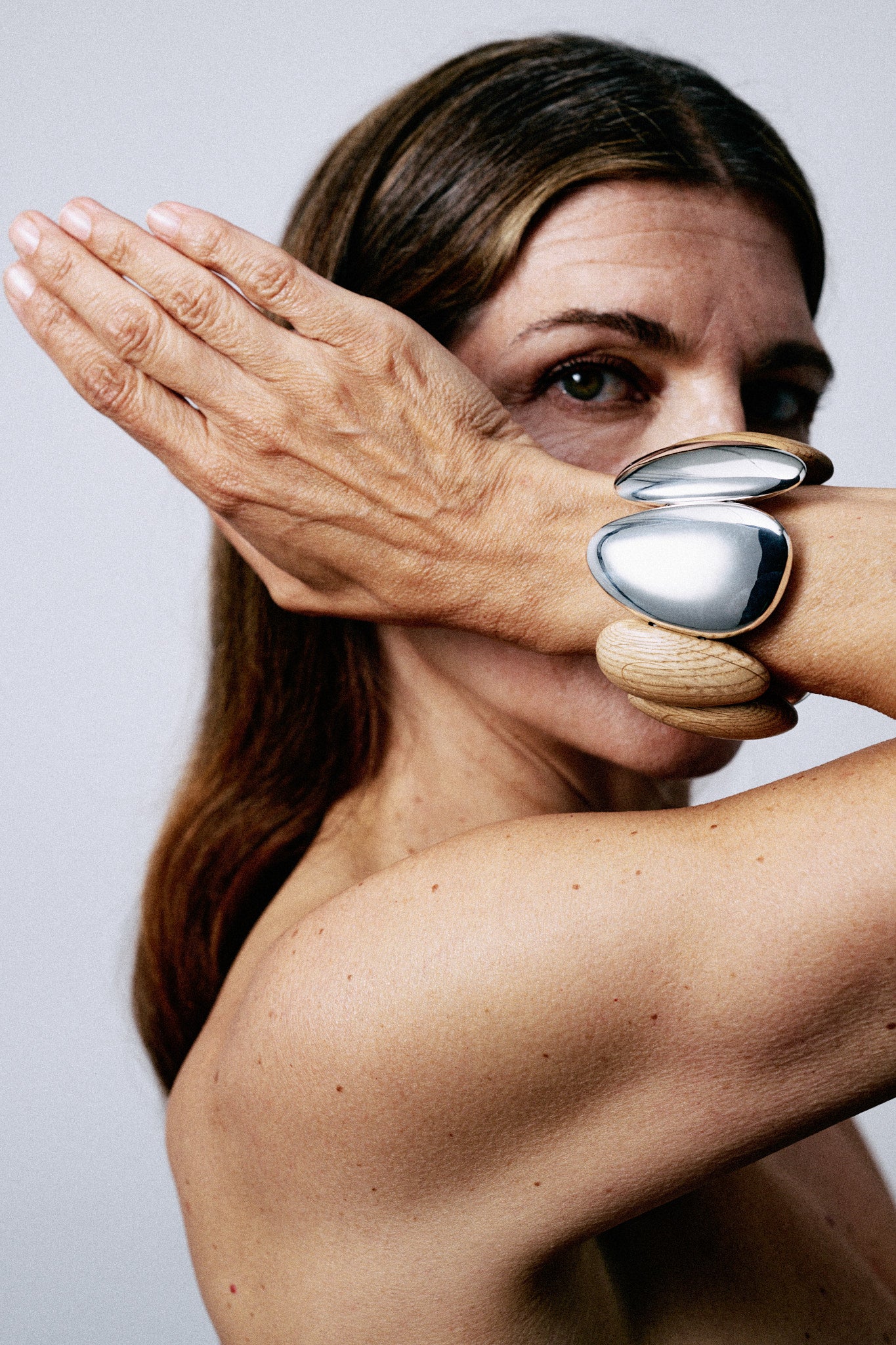 Anniversary bracelet: oak, sterling silver