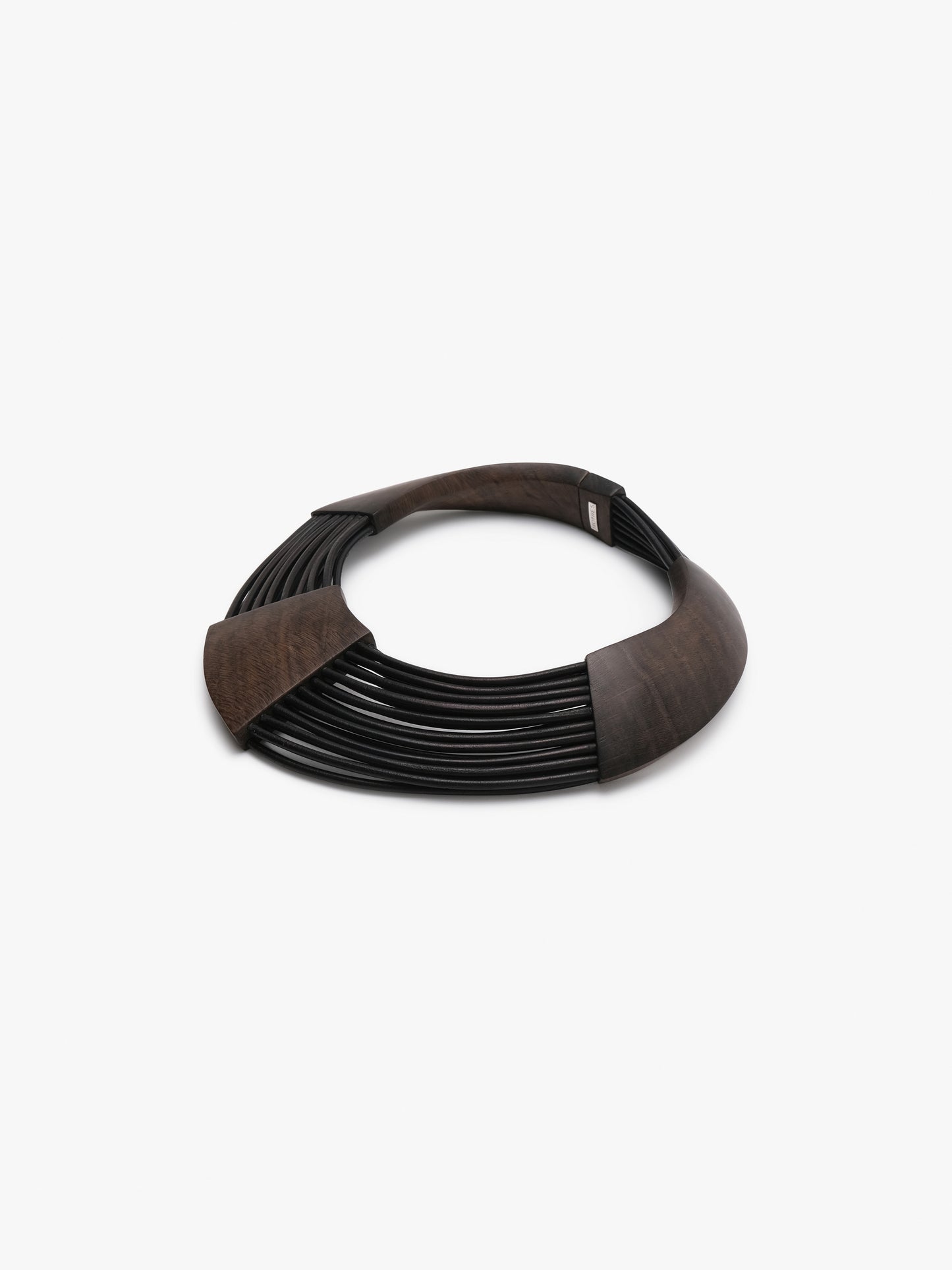 Brisa necklace: bog oak, leather