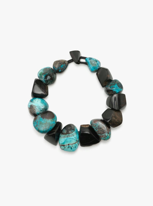 Necklace: chrysocolla, horn