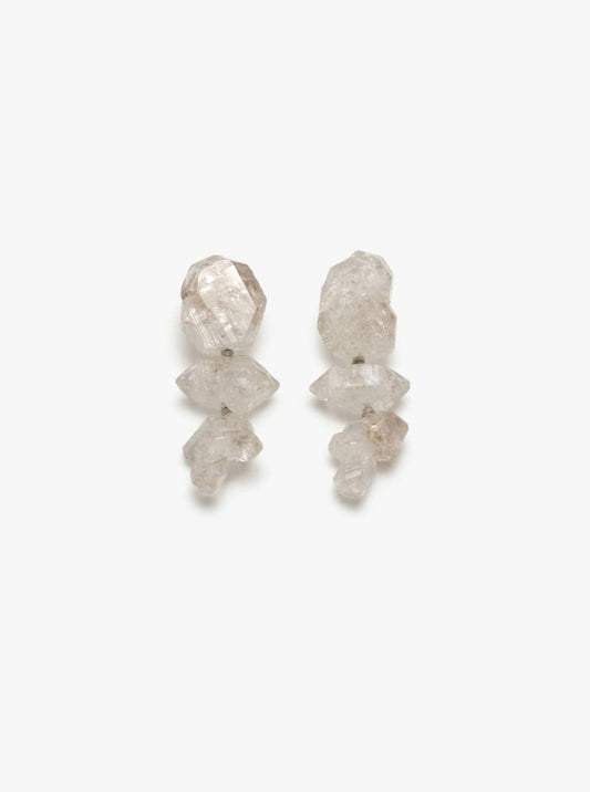 Stud earrings: diamond quartz