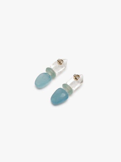 Earring: aquamarine, glass, mountain crystal