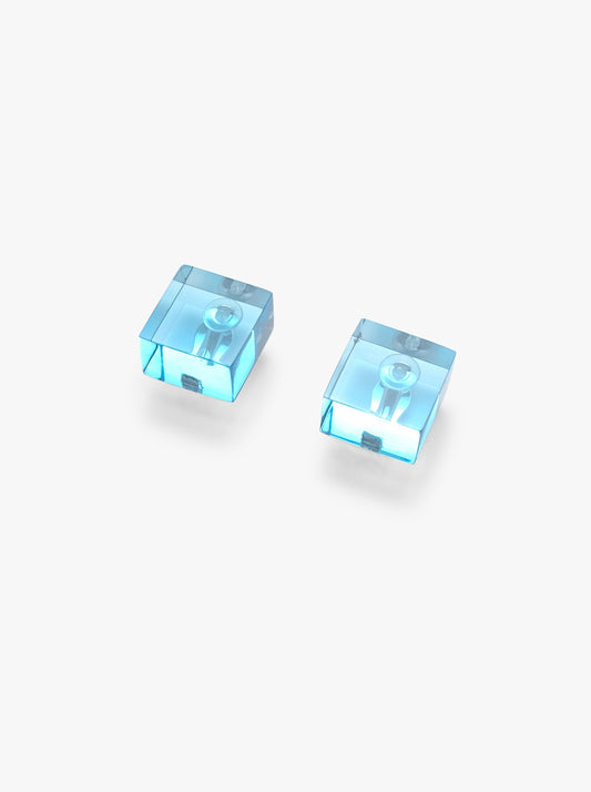 Square earclips: icy blue