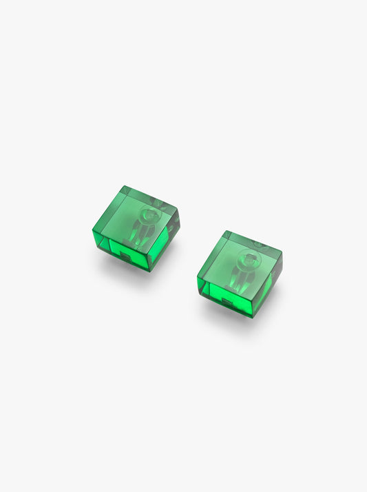Square earclips: green