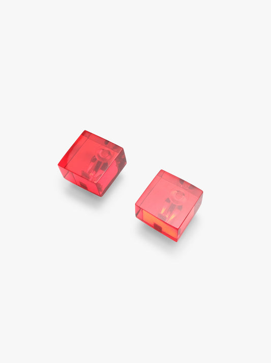 Square earclips: red