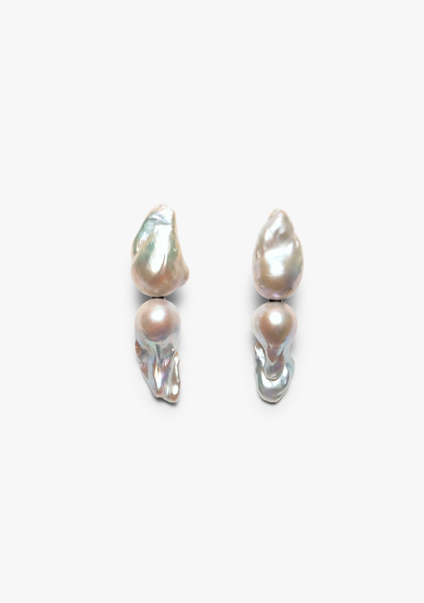 Mint earclips: double baroque pearls
