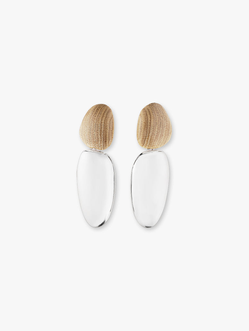 Anniversary earrings: oak, sterling silver