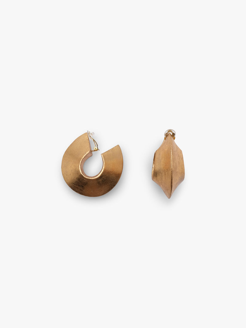 Pair of gold hoop earrings on a white background