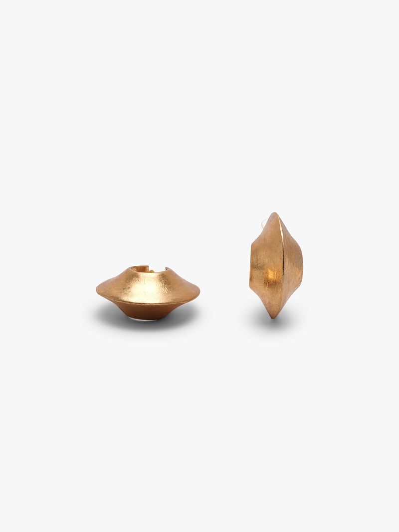 Pair of gold hoop earrings on a white background