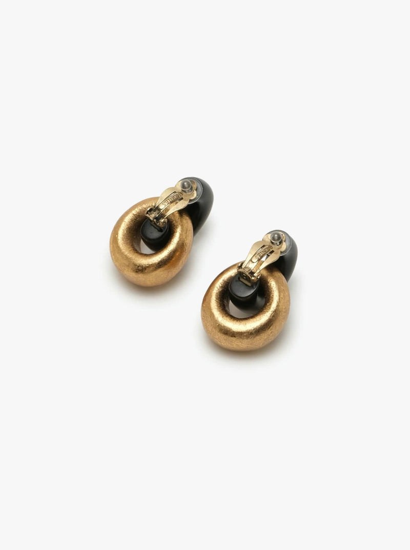 Havana earrings: black and gold