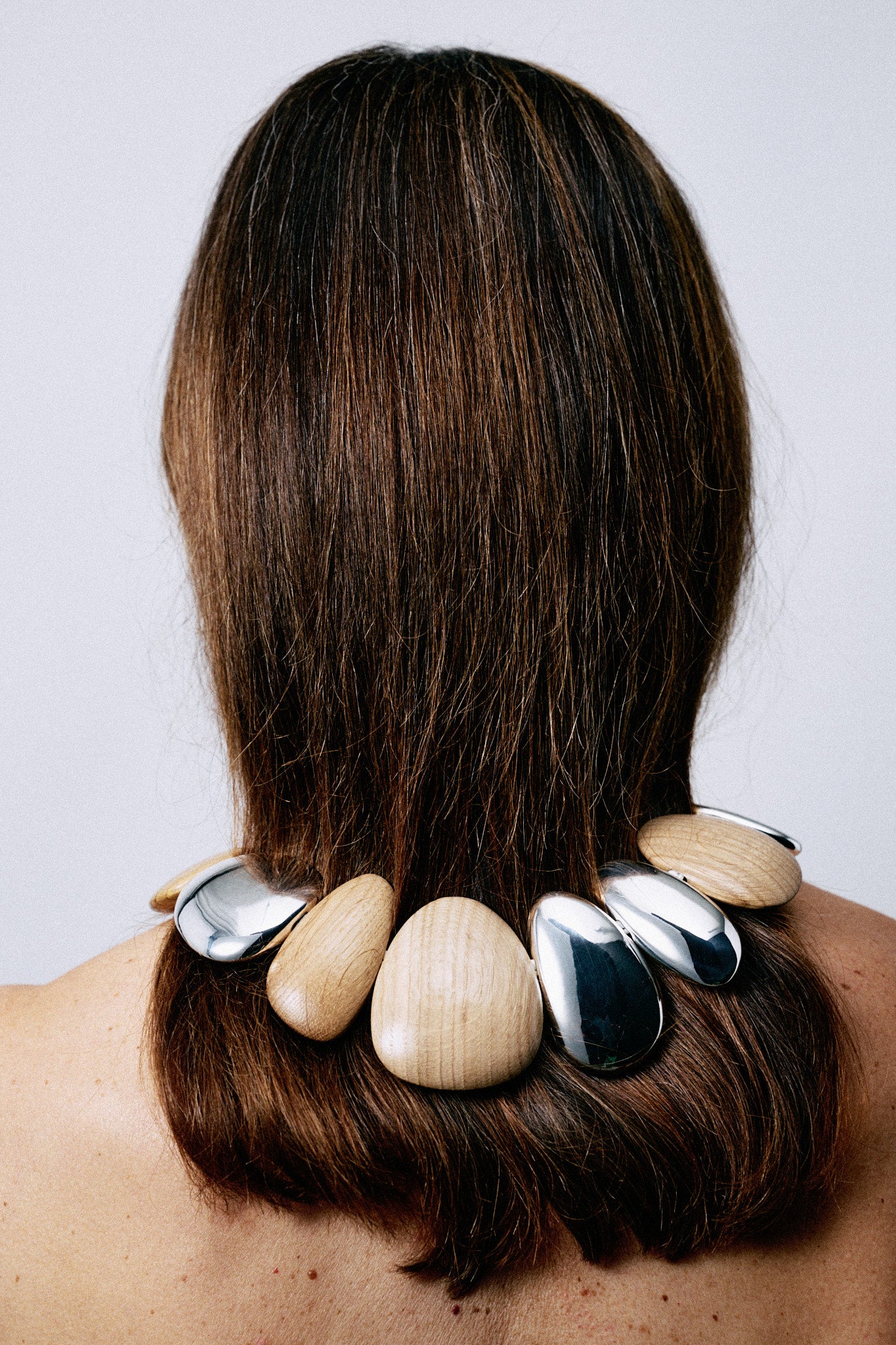 Anniversary necklace: oak, sterling silver