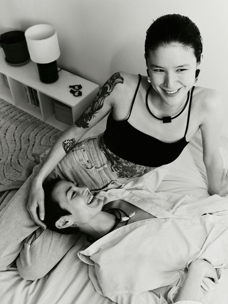 Dualité earrings: tourmaline, mountain crystal