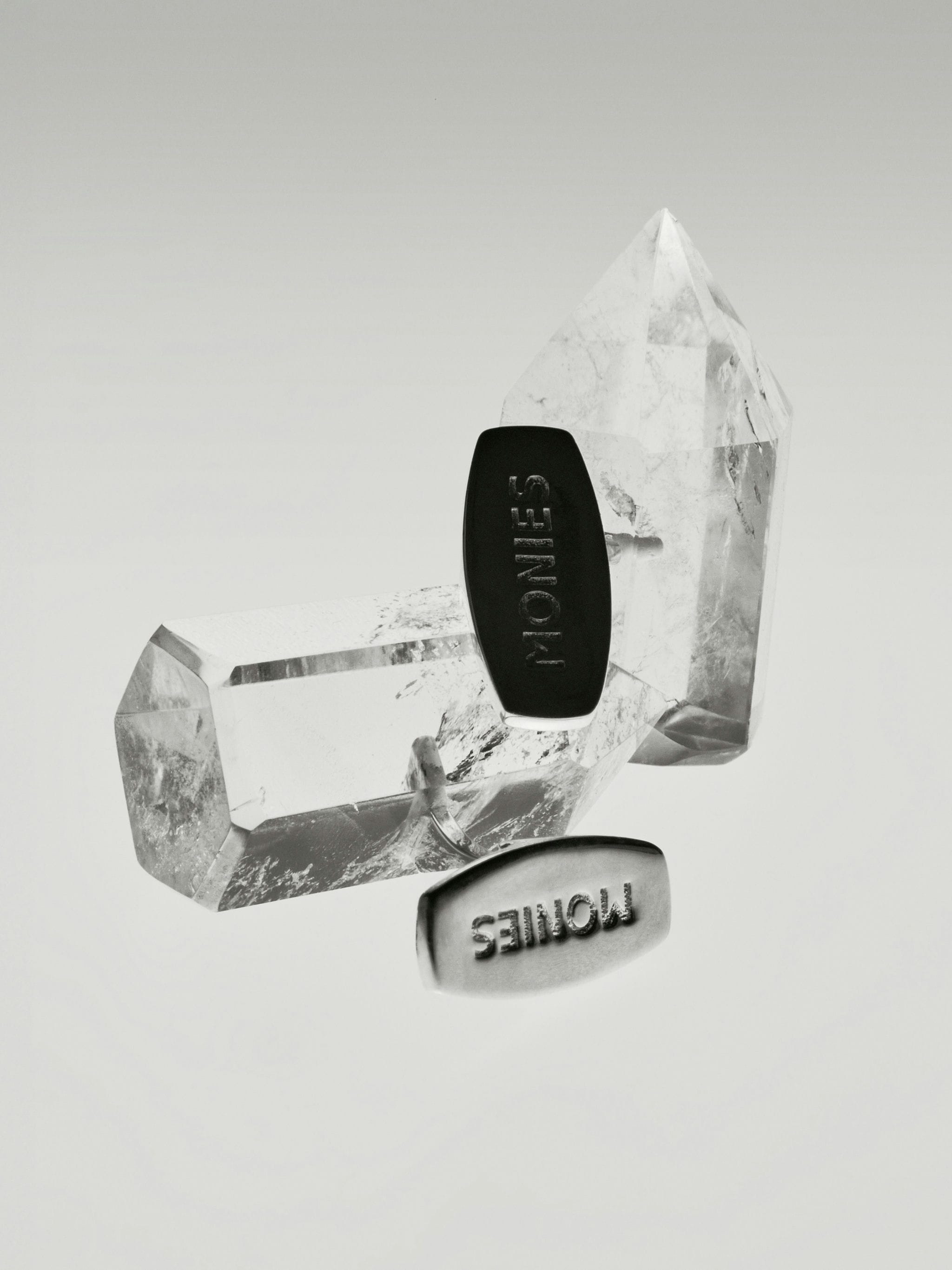 Mint cuff links: sterling silver, mountain crystal