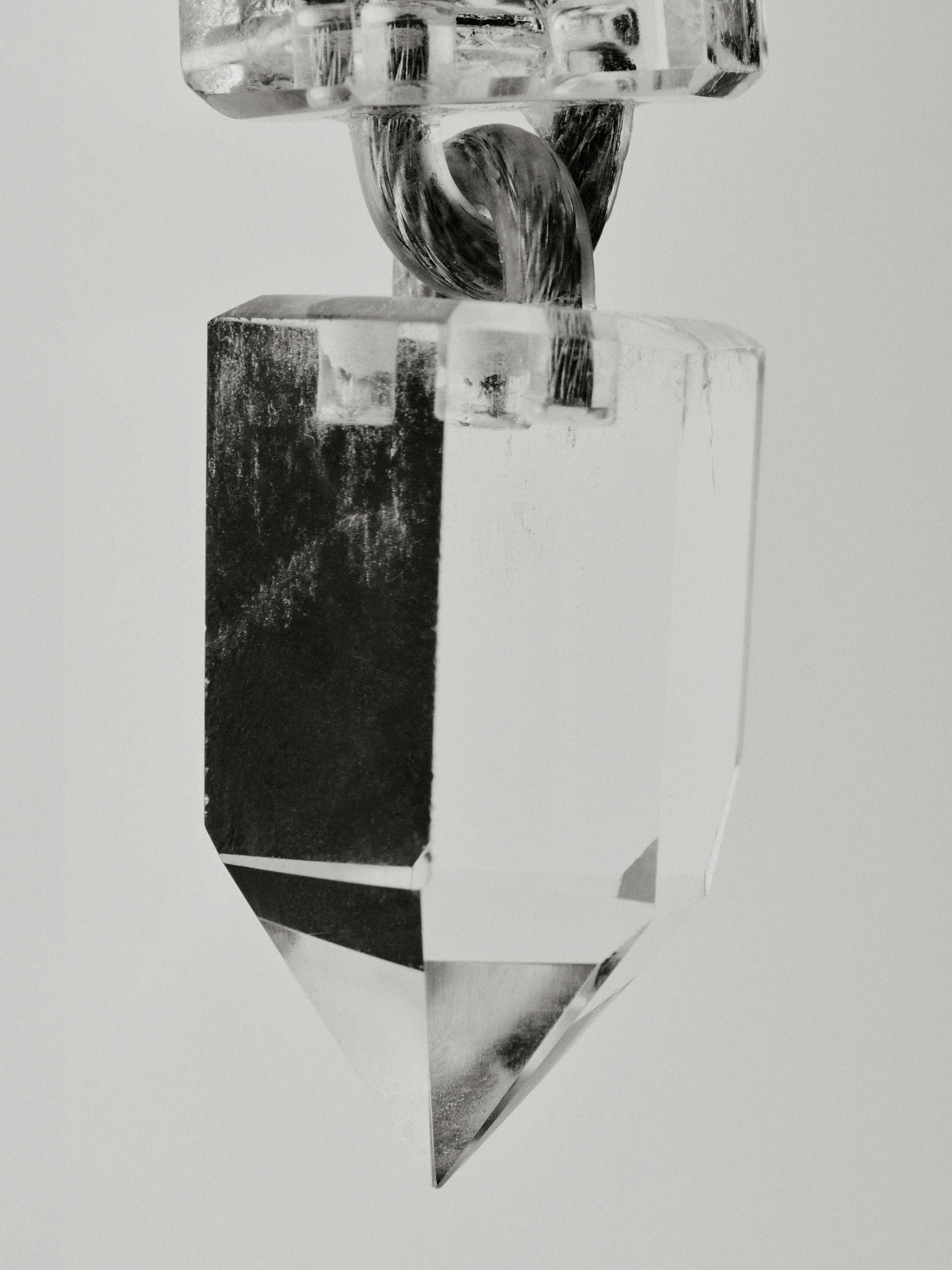 Mint earclips: mountain crystal, wire