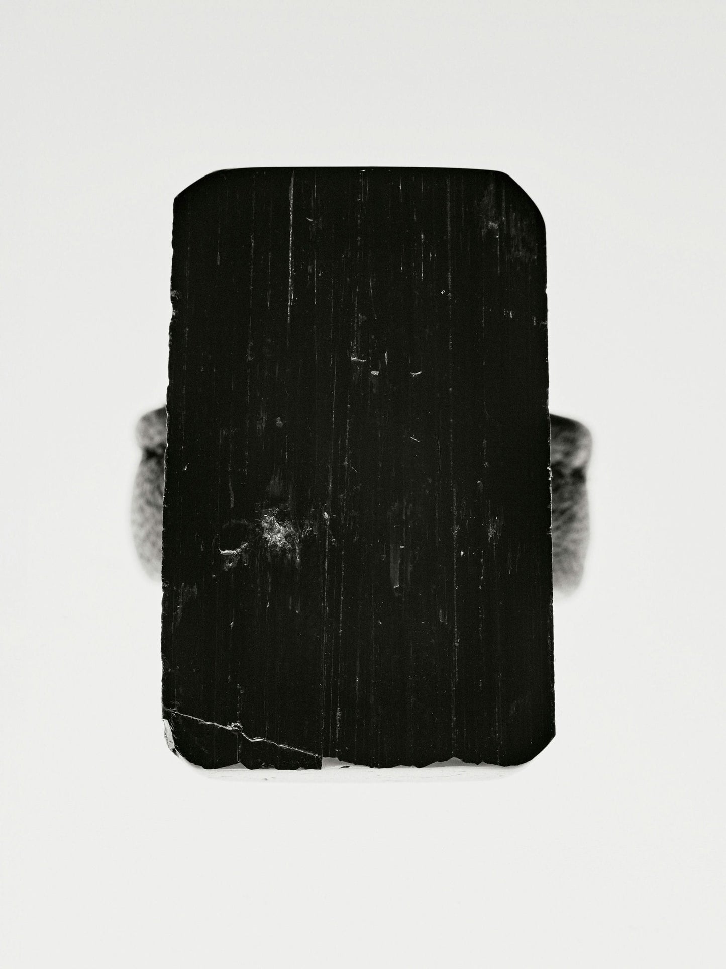 Mint ring: black tourmaline, leather