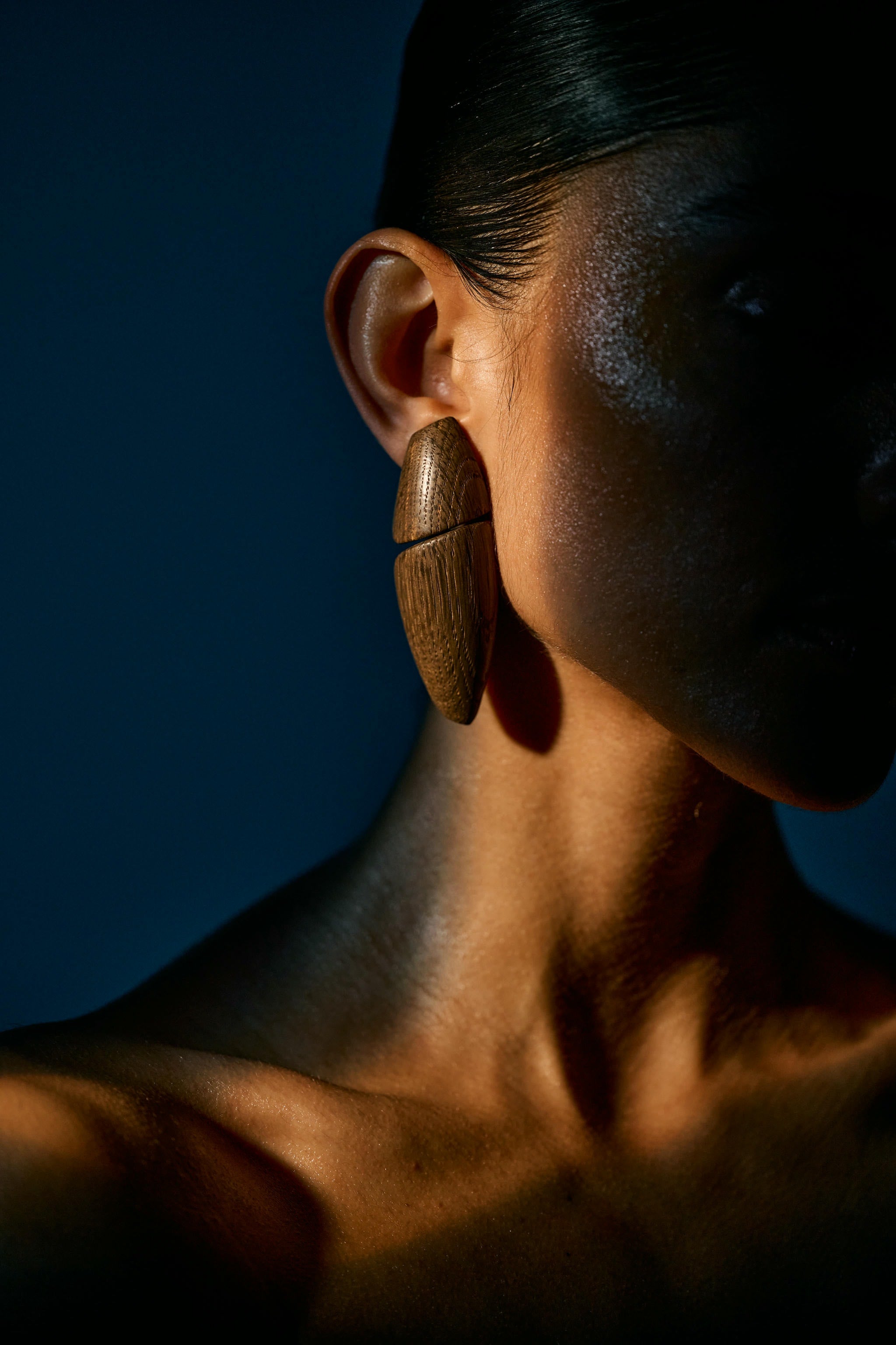Ara earring: bog oak