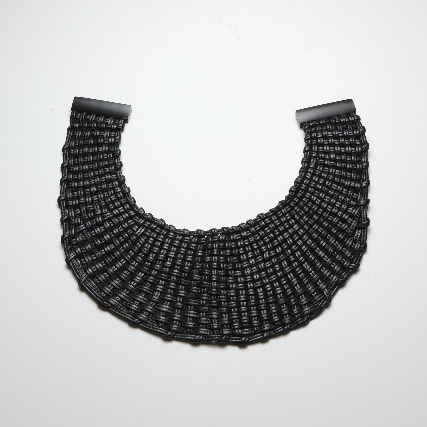 Necklace: leather, ebony