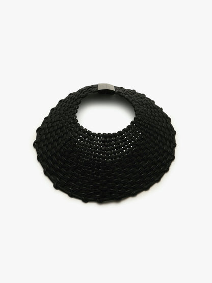 Necklace: leather, ebony