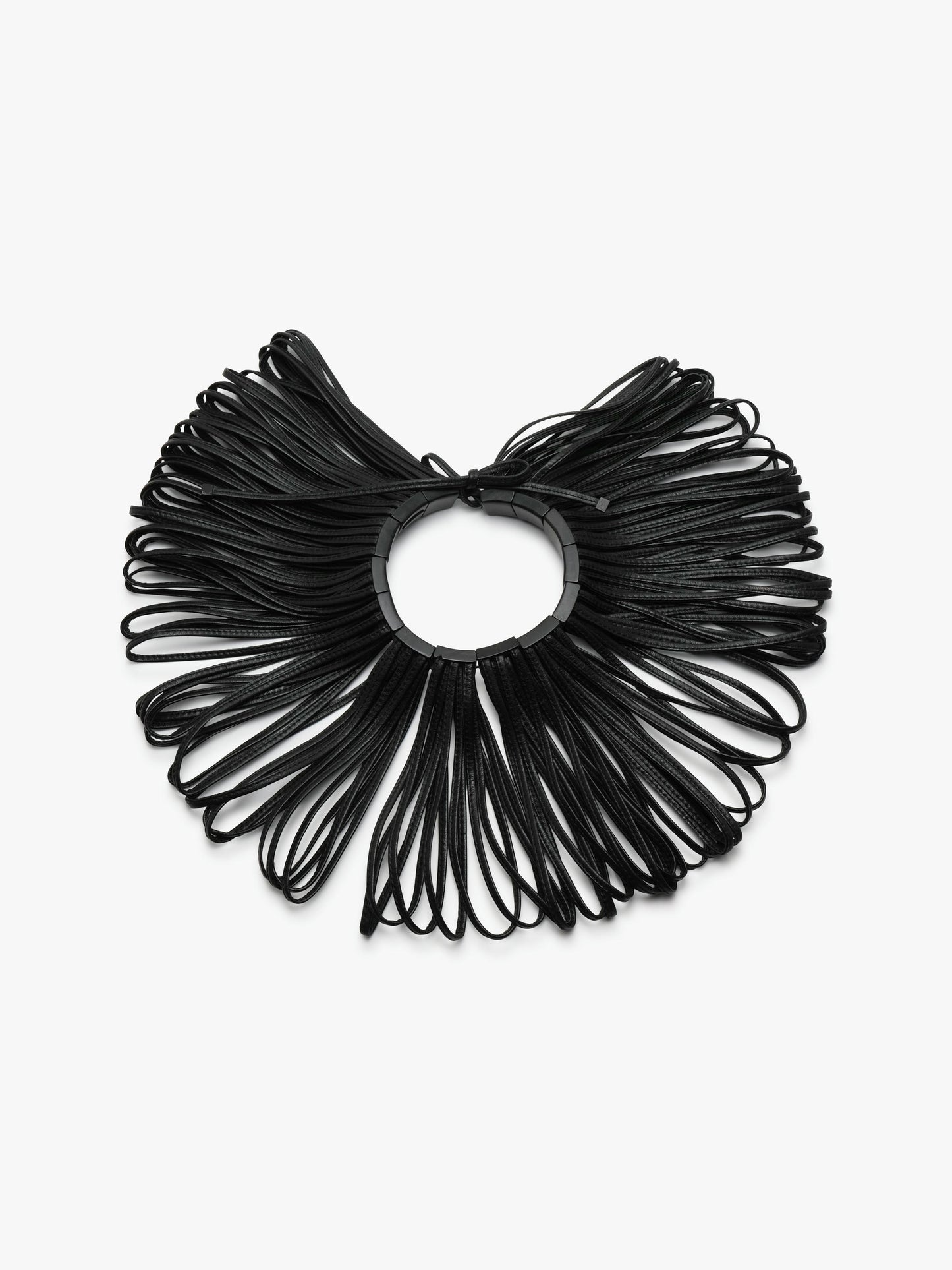 Necklace: leather, ebony