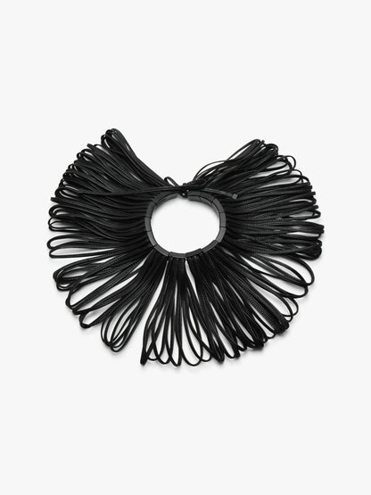 Necklace: leather, ebony