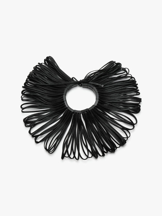Necklace: leather, ebony