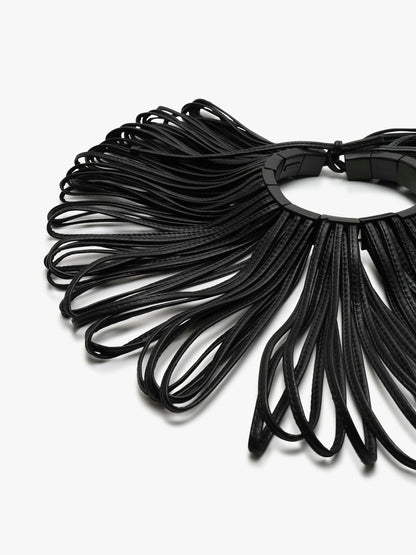 Necklace: leather, ebony