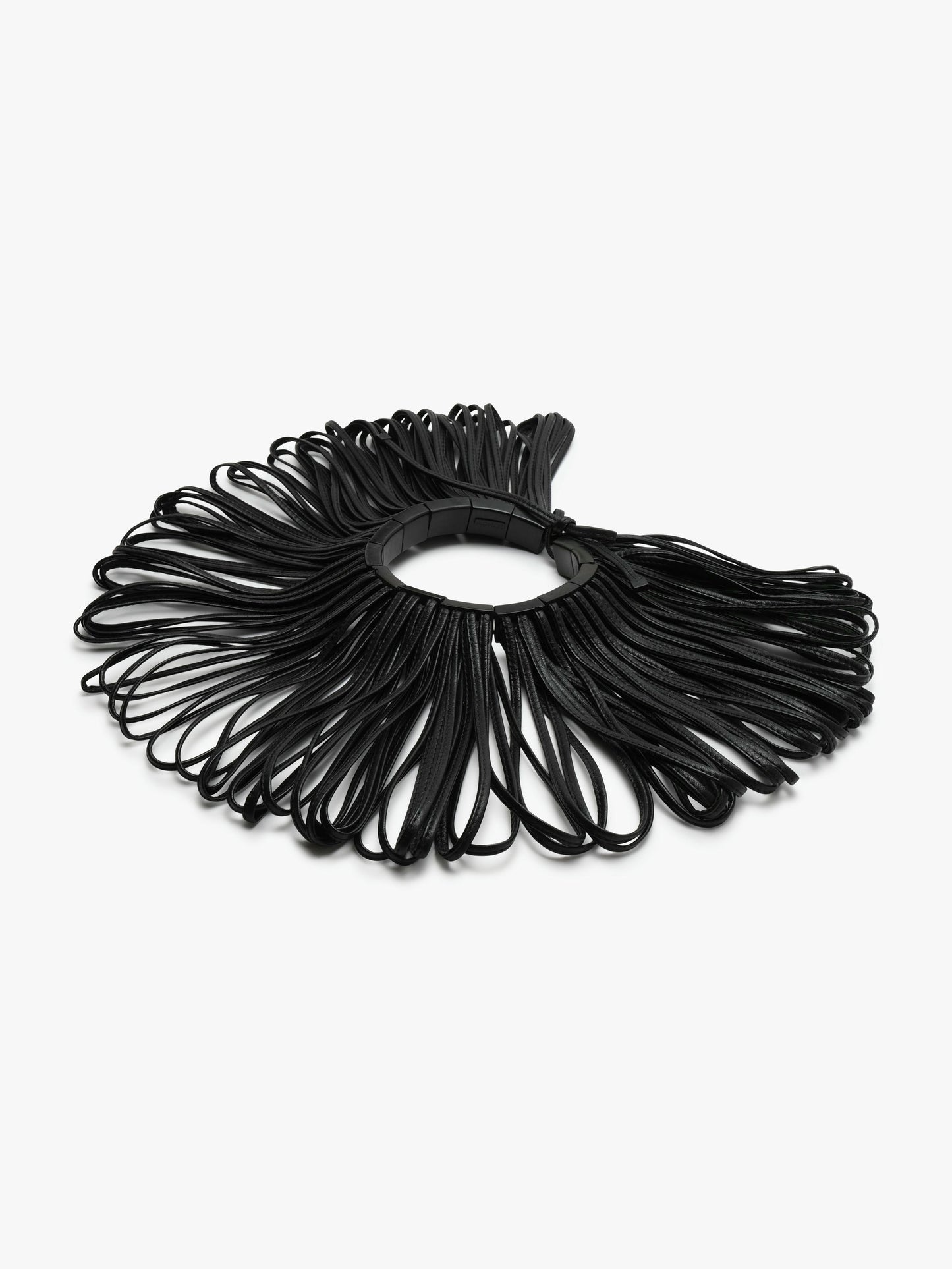 Necklace: leather, ebony