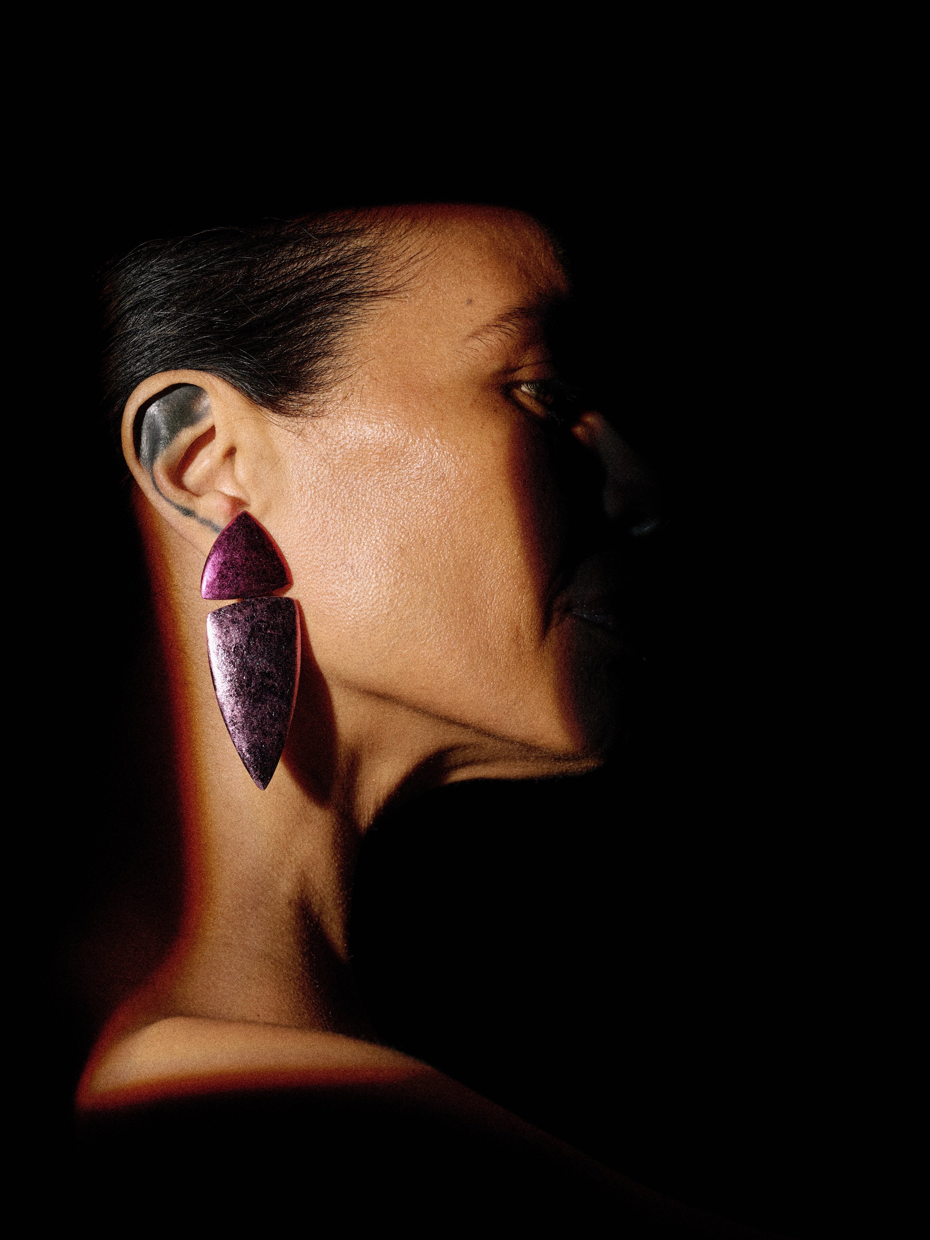 Fira earrings: pinkfoil, acacia