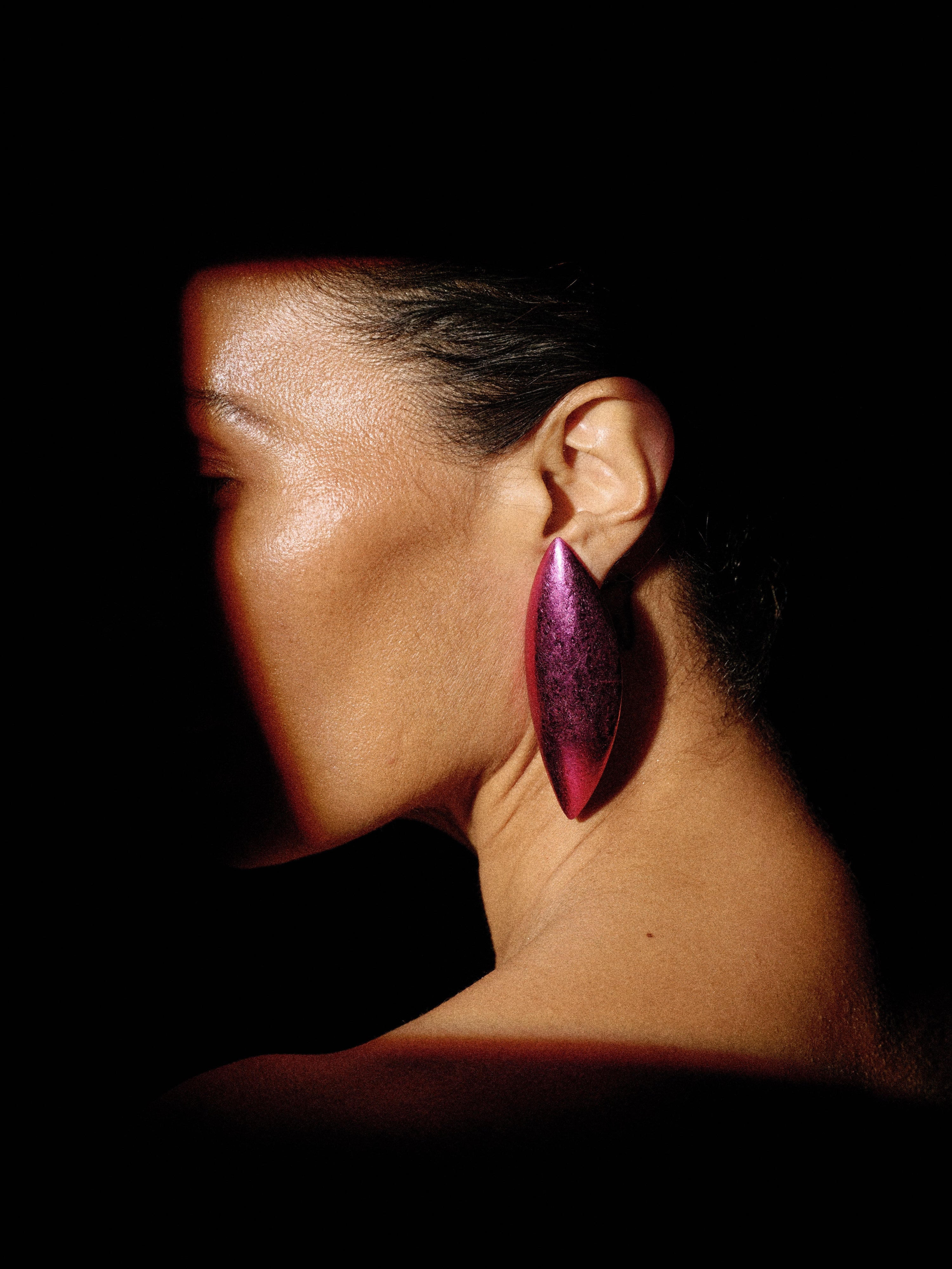 Nimara earrings: pinkfoil, acacia