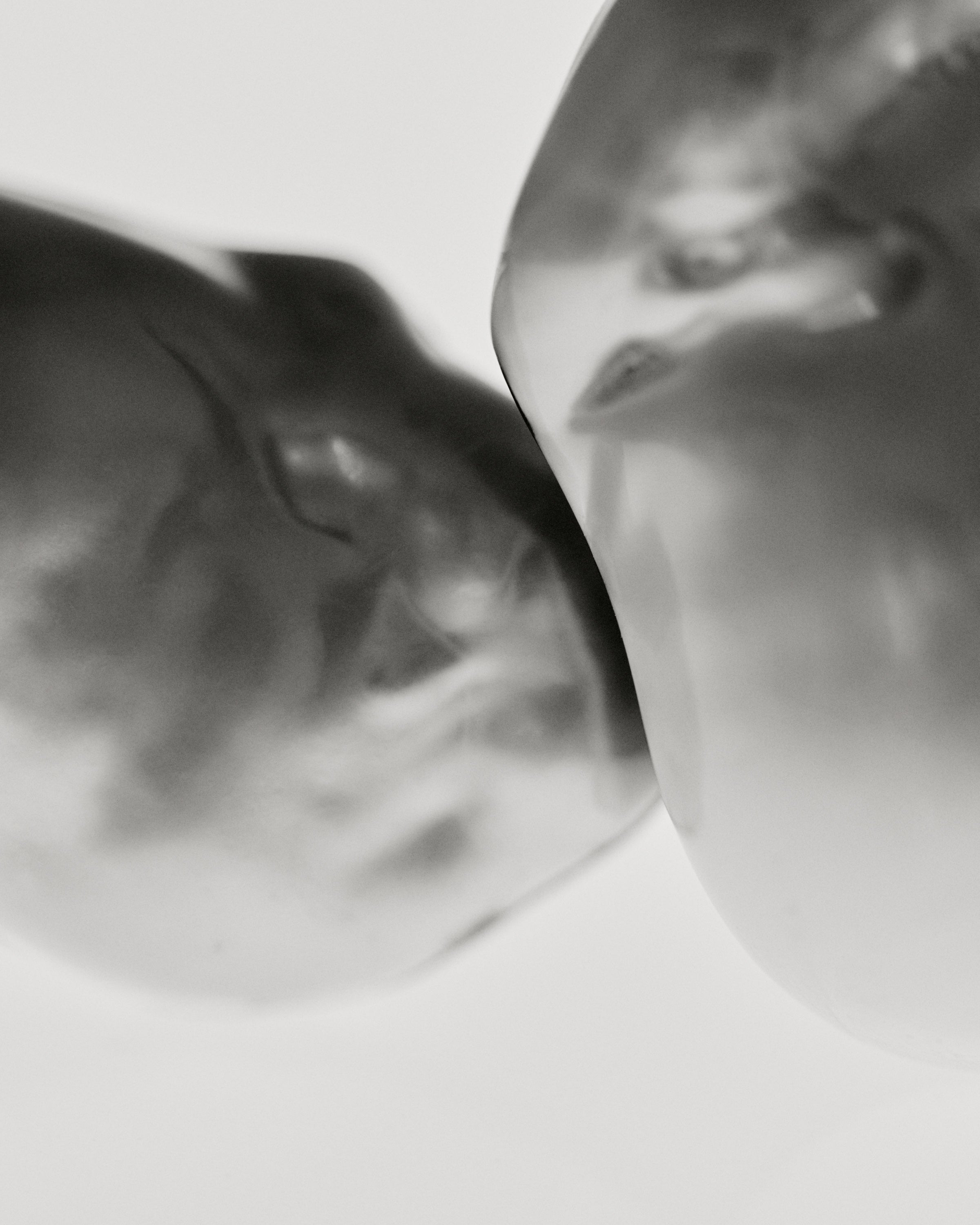 Ombrelle stud earrings: baroque pearl, bog oak