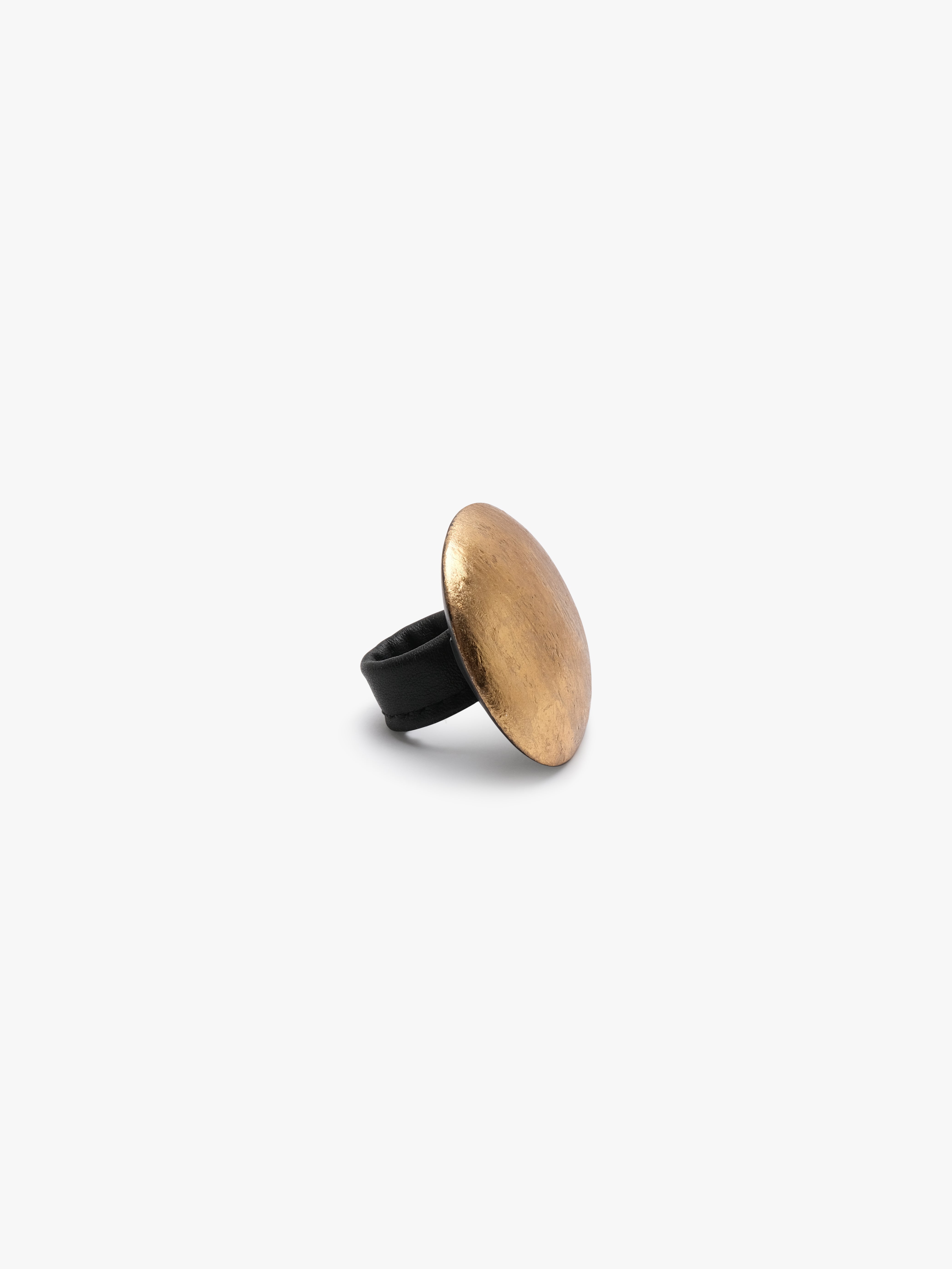 Ring: acacia, gold foil, leather