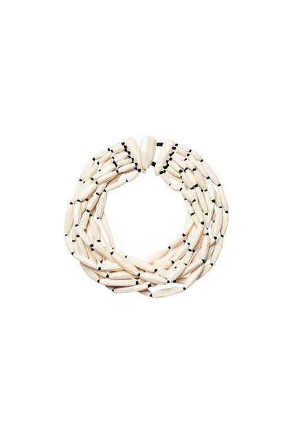 Necklace: bone and leather