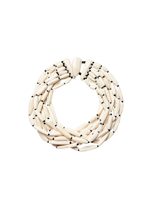 Necklace in bone and leather