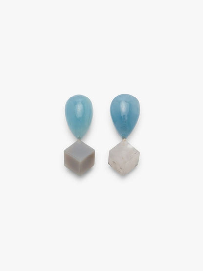 Earring: agate, aquamarine