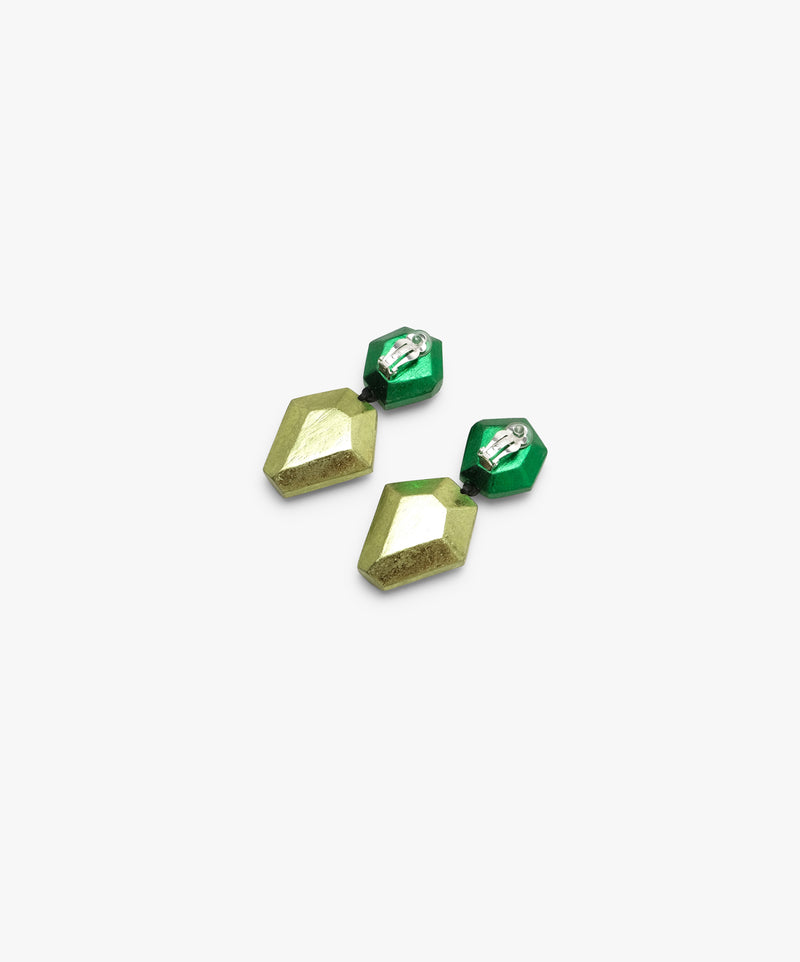 Nebu earrings: green foil, acacia