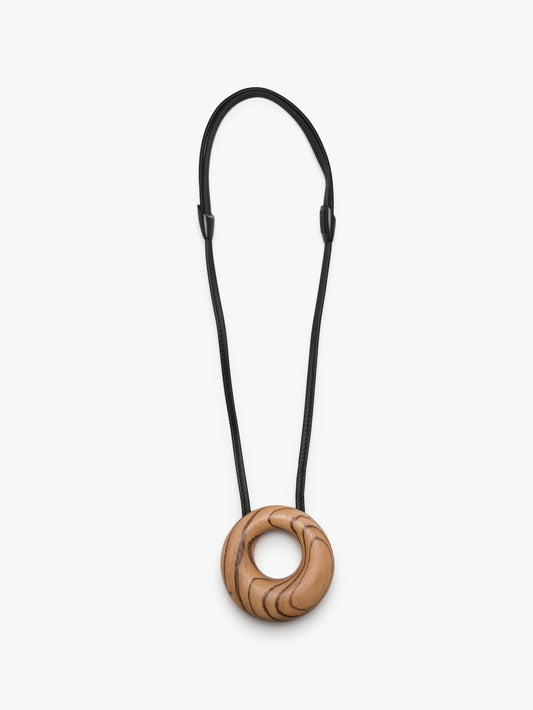 Vala pendant: zebrano wood, leather