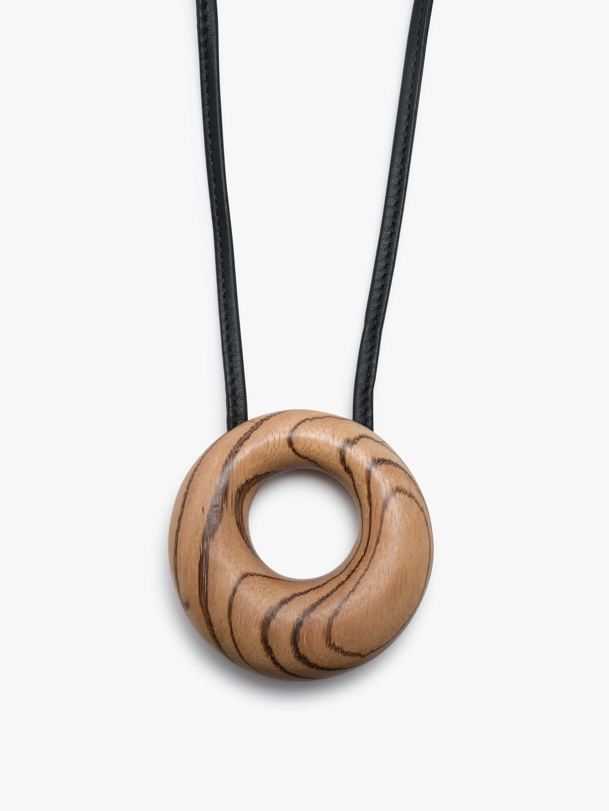 Vala pendant: zebrano wood, leather