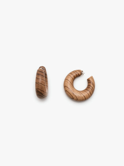 Orbis pin earrings: zebrano wood