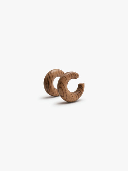 Orbis pin earrings: zebrano wood