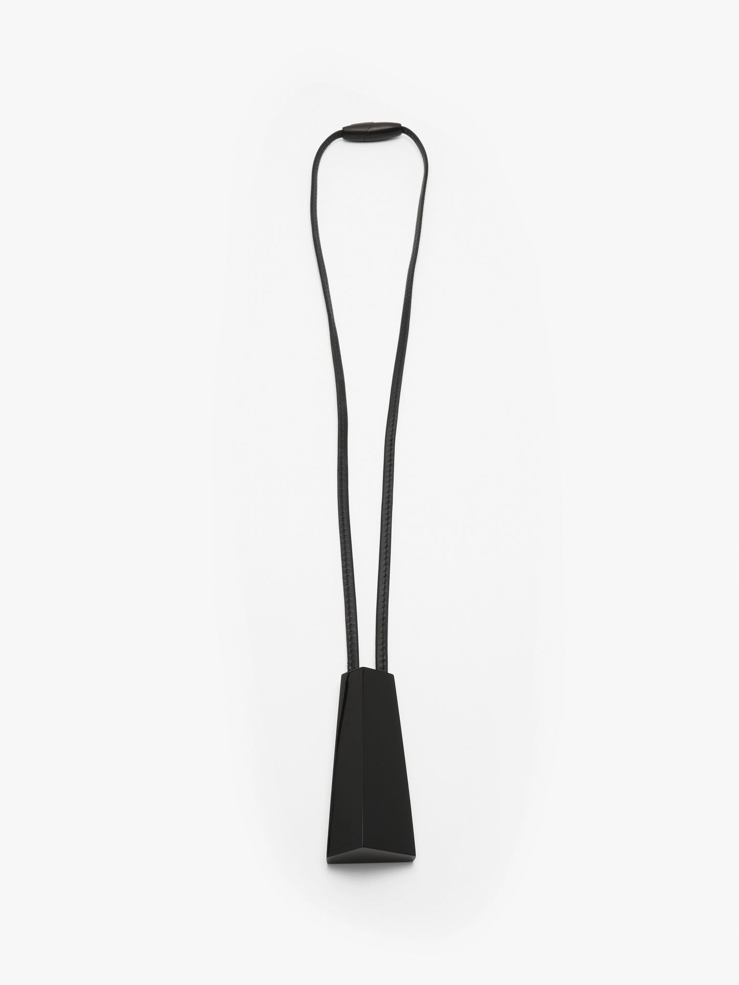Selva pendant: black greencast, leather