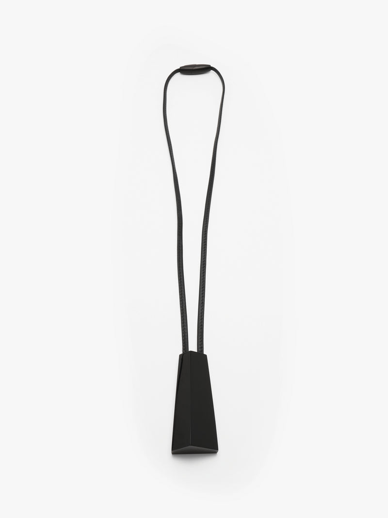 Selva pendant: black greencast, leather