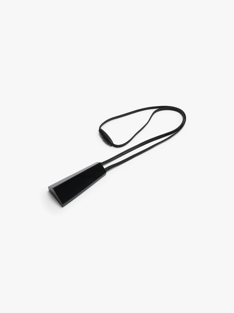 Selva pendant: black greencast, leather