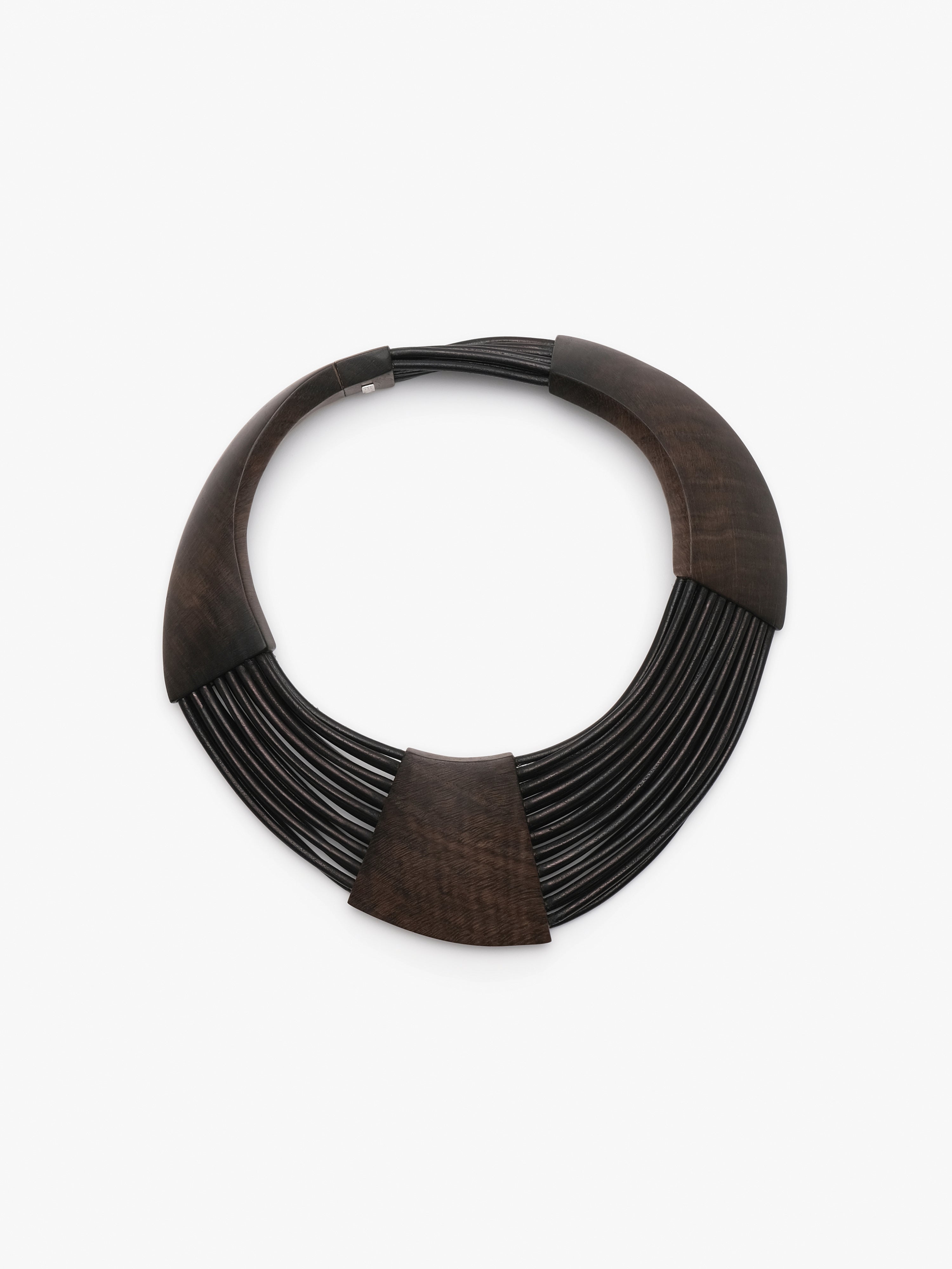 Brisa necklace: bog oak, leather