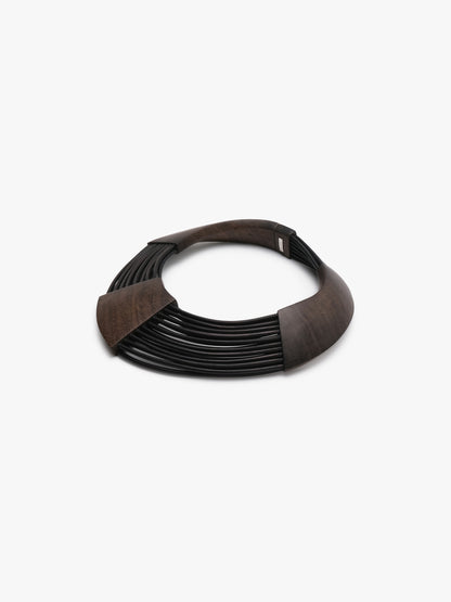 Brisa necklace: bog oak, leather
