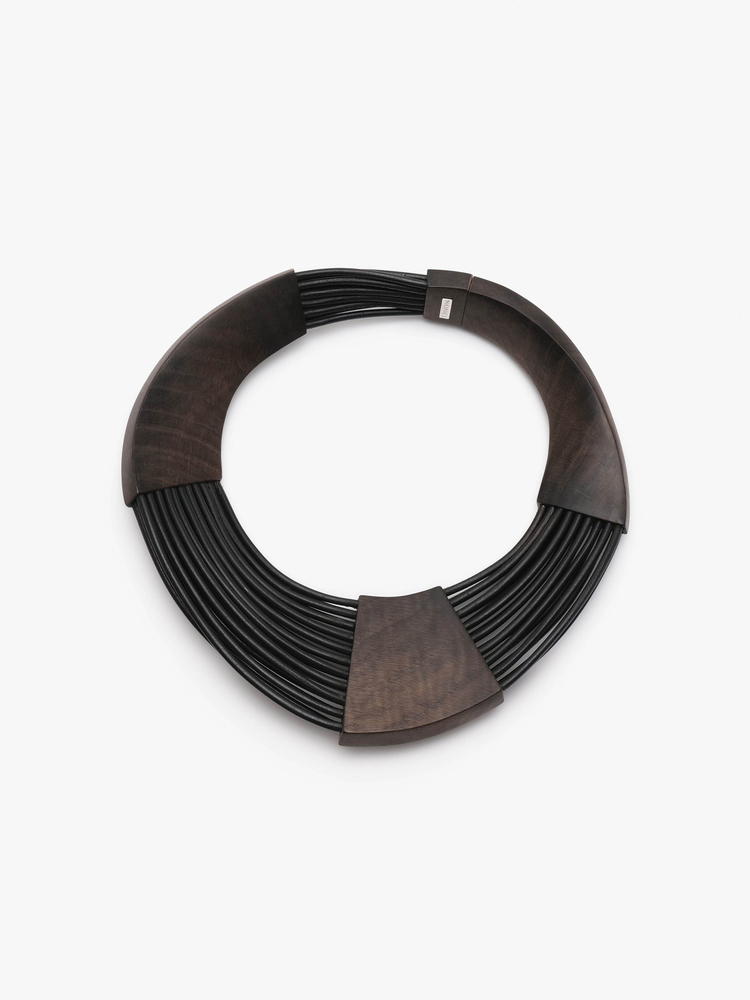 Brisa necklace: bog oak, leather
