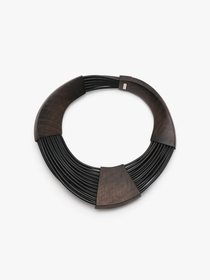Brisa necklace: bog oak, leather