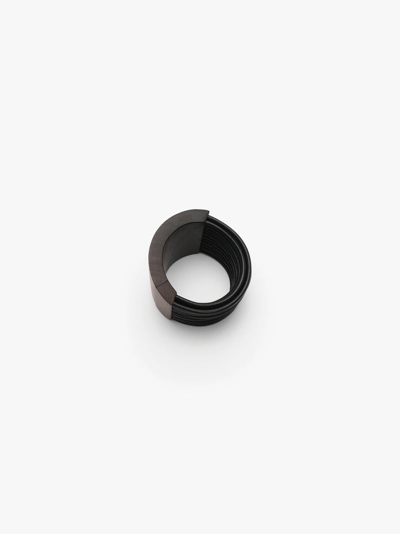 Bellara bracelet: bog oak, leather