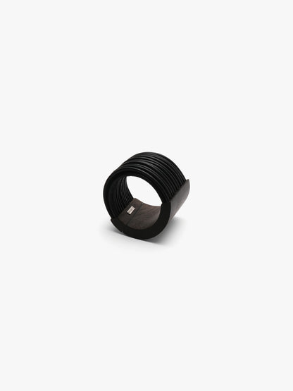 Bellara bracelet: bog oak, leather