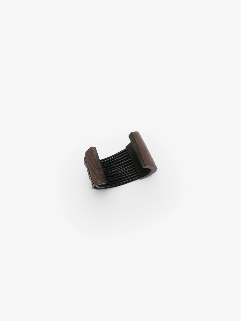 Bellara bracelet: bog oak, leather