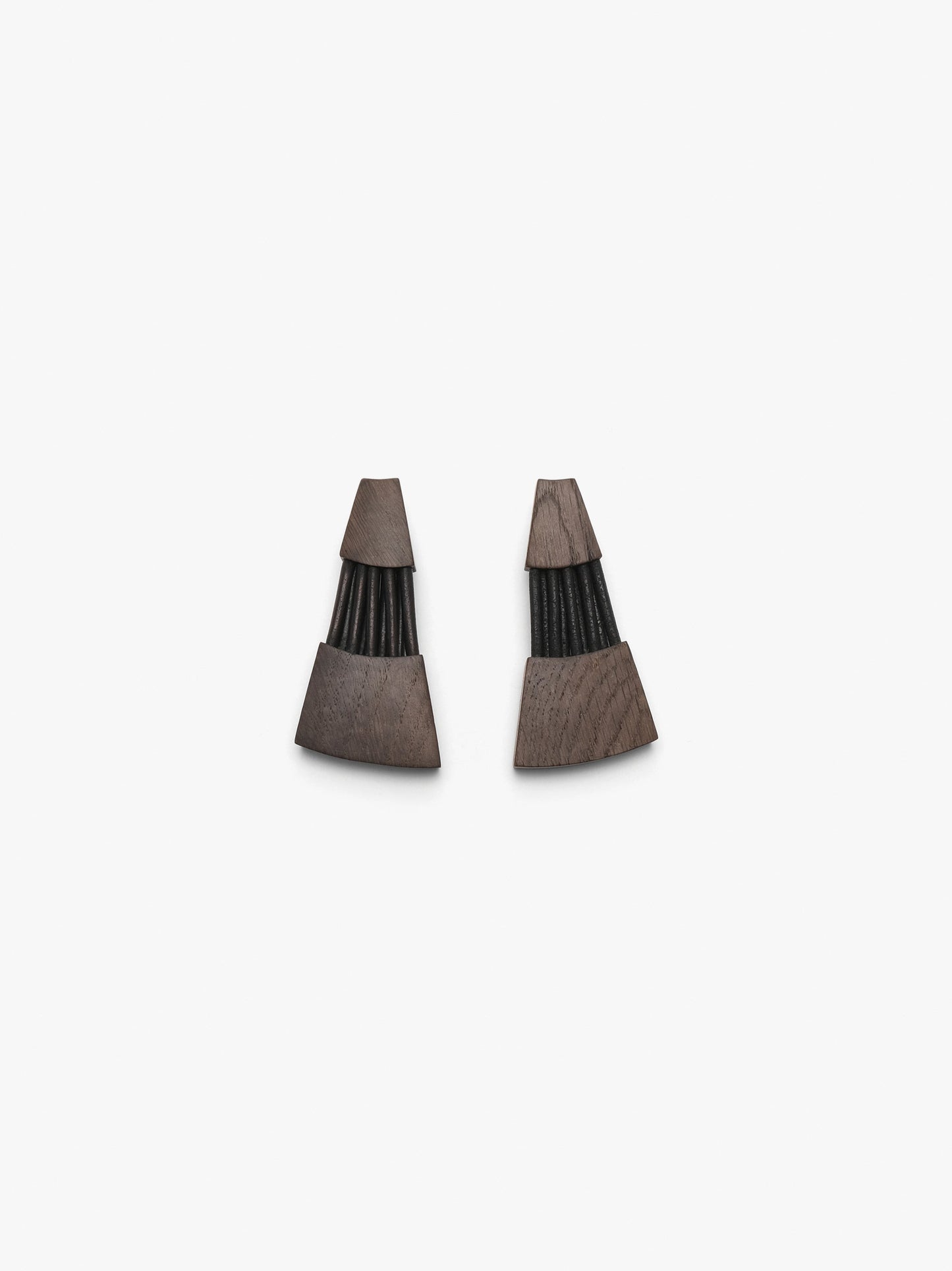 Bolira earrings:  bog oak, leather
