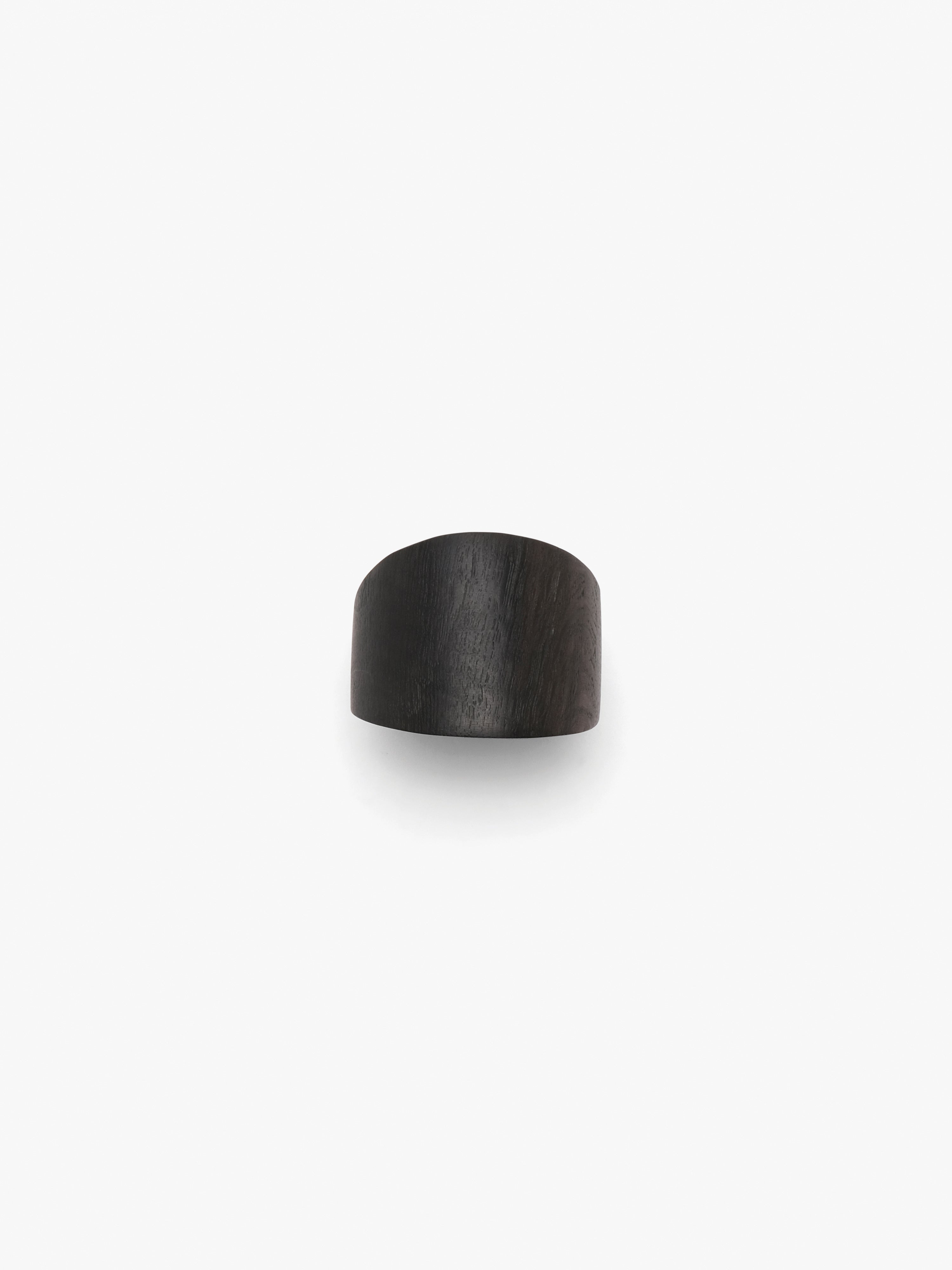 Bayla ring: bog oak, leather